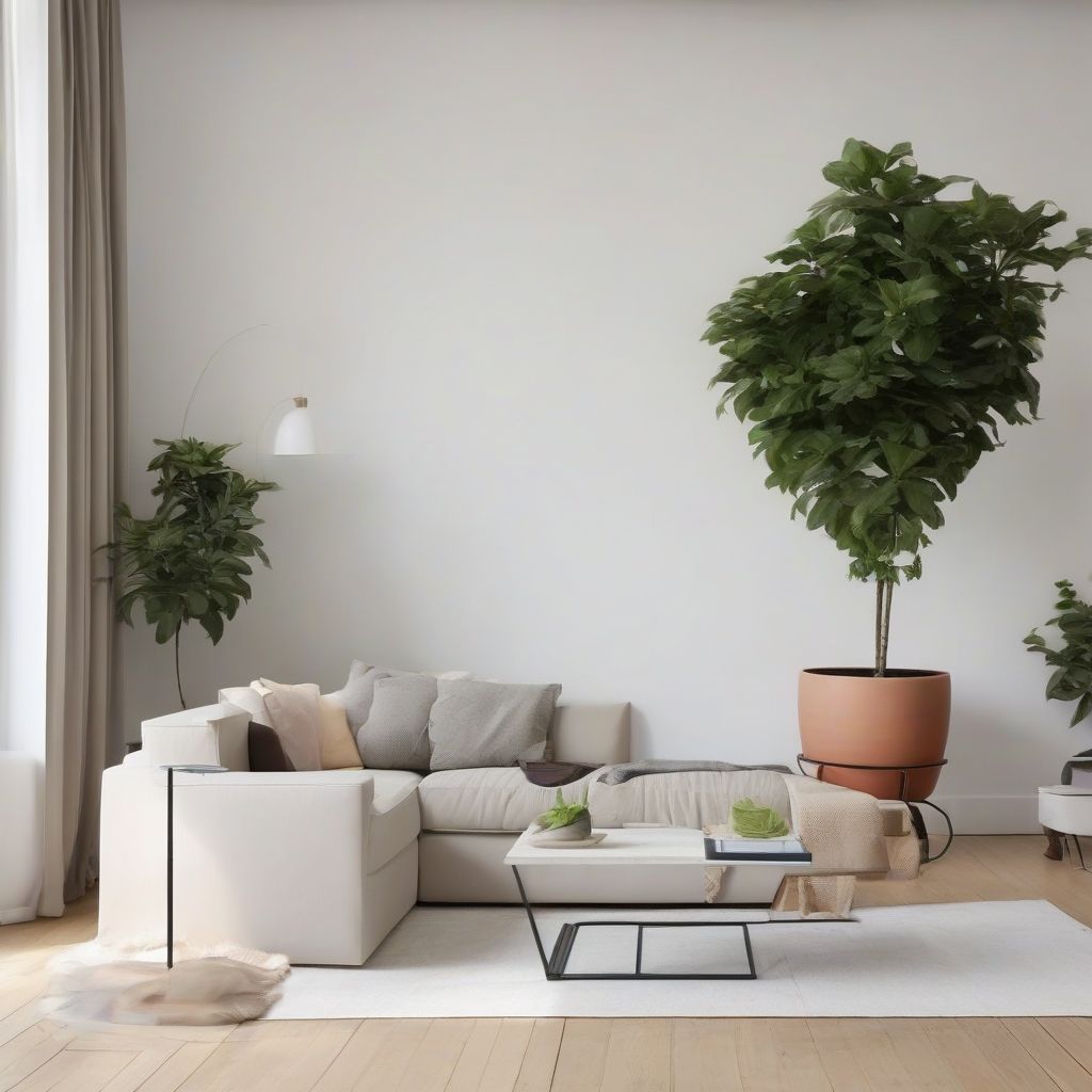 Minimalist Living Room with Greenery