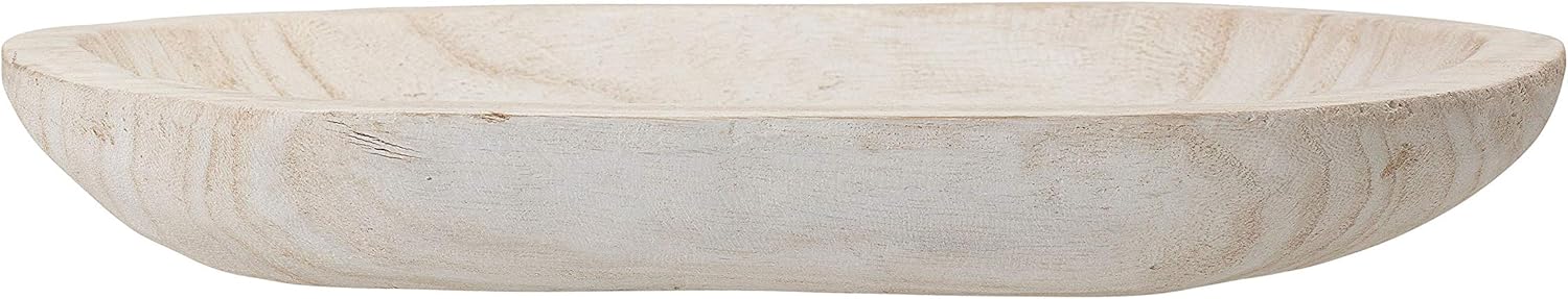 Bloomingville Hand-Carved Paulownia Wood Bowl with Whitewashed Finish