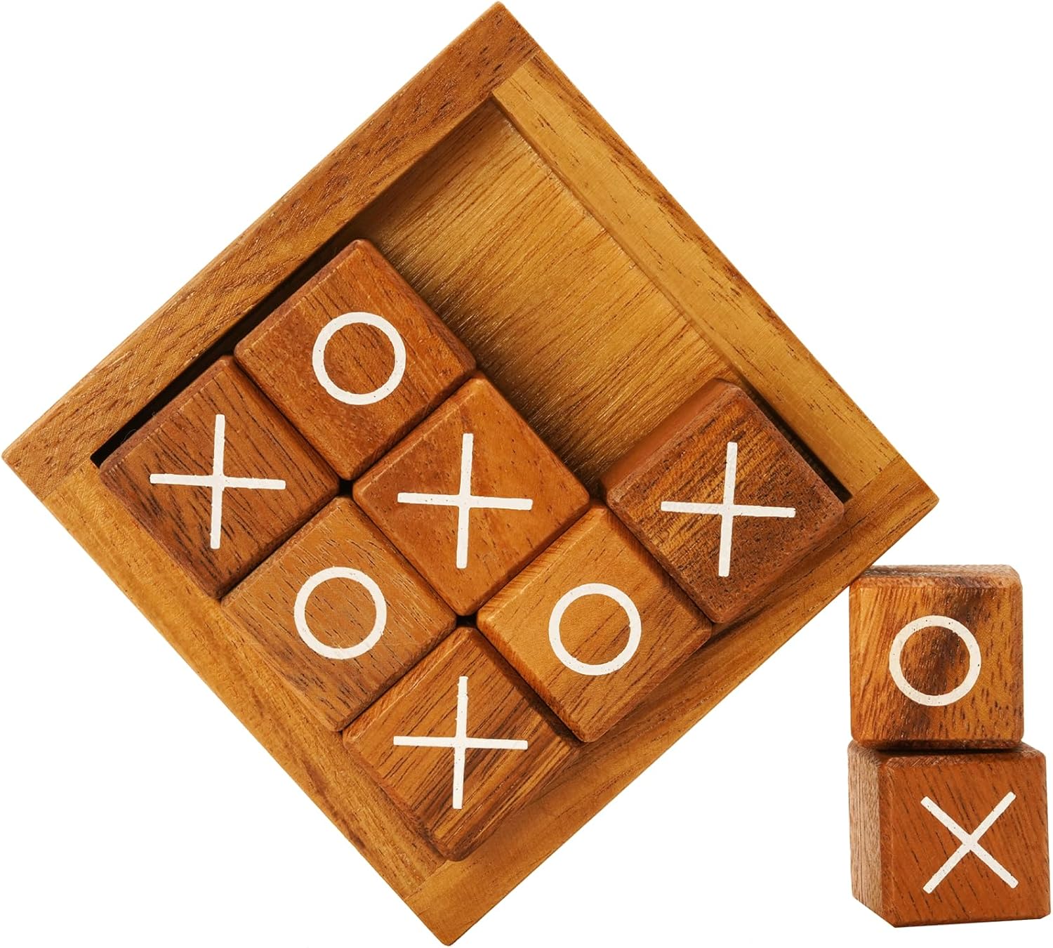 BSIRI Tic Tac Toe for Kids and Adults Coffee Table Living Room Decor and Desk Decor Family Games Night Classic Board Games Wood Rustic for Families Size 4 Inch